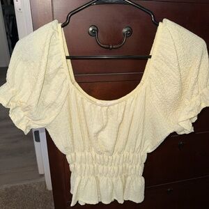 Pink Rose Light Yellow Smocked Blouse